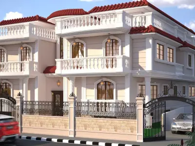 villa cartoons exterior 3D model