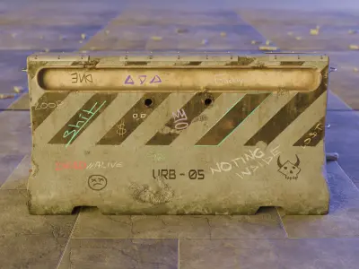 Modular Urban Concrete Barrier Low-poly 3D model