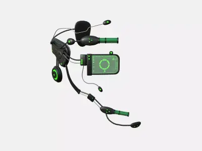 SciFi Glasses E01 Black Green - Character Design Fashion Low-poly 3D model