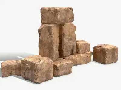 Stones rock set 01 Four high-detailed pieces - 3 colors Low-poly 3D model