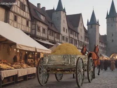  Wagon with Hay and Horses 