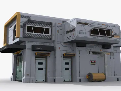 Factory Industrial Sci Fi x9 Low-poly 3D model