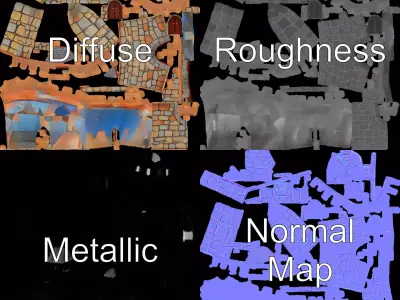 Medieval Fortress Wall model pack Low-poly 3D model