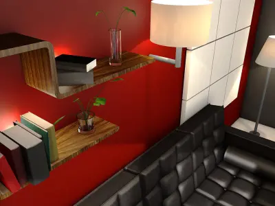 Room interior with kitchen 3D model