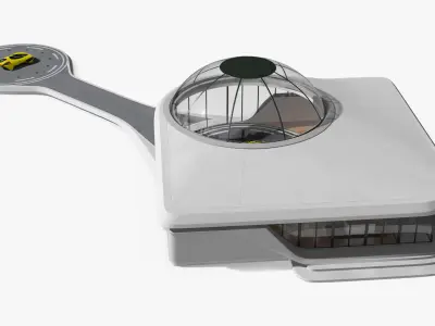  Urban Air Port with Futuristic Flying Vehicle 