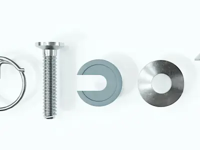 Collection of 21 rivets pins studs and washers 3D model