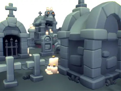 Cemetery Set - Proto Series Low-poly 3D model