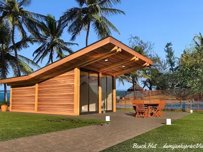 tiny house mobile home vacation house beach hut 3D model Low-poly 3D model