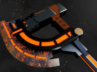 Future Sci-Fi Axe Game-Ready Low-poly 3D model