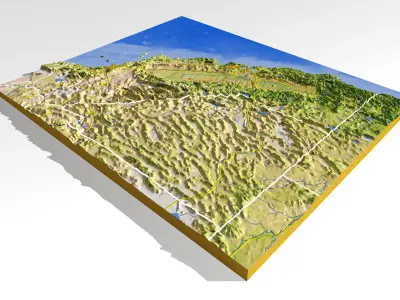California High resolution 3D relief maps 3D model