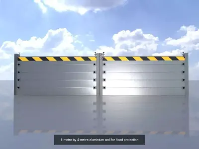 Aluminum flood protection wall 1m all versions 3D Model Pack