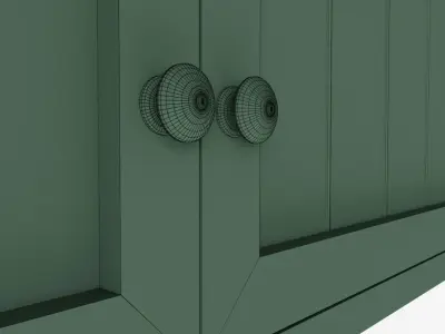 Green 2-Door Cottage Kitchen Wall Cabinet 3D model