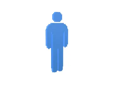 Voxel Style Boy Symbol v3 003 Low-poly 3D model