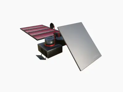 Satellite J04 Steel Red - SciFi Space Design Low-poly 3D model