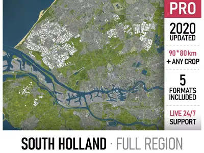 South Holland - full region Low-poly 3D model