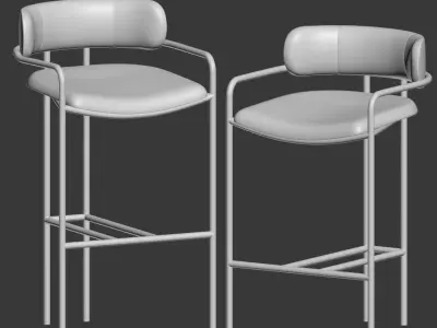 Lenox Velvet Bar and Counter Stools West Elm 3D model