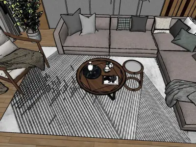 Living Space - SketchUp V-ray  3D model