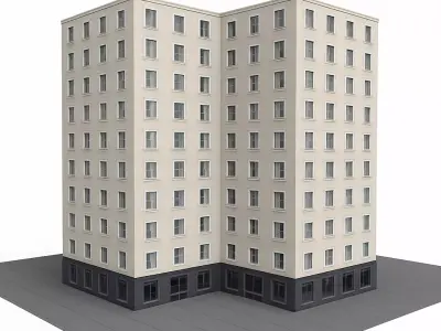  High-Rise Apartment Building Low-poly 3D model