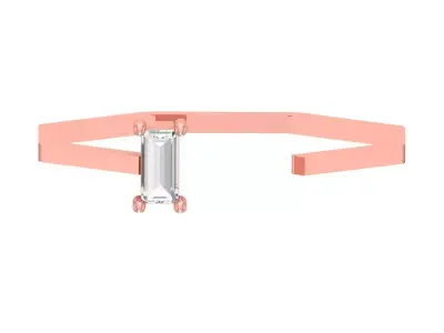 Open End Women Light Weight Band Baguette Stone Ring 3D print model