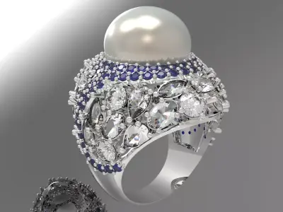 The Sapphire and Diamond Dome stl 3d Ring model pr0005 3D print model purchase