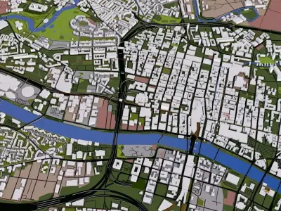 Glasgow City UK Low-poly 3D model