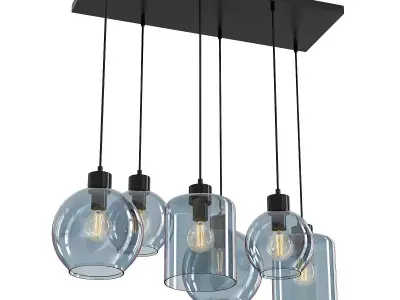 Sintra five light pendant with glass bulbs hanging from metal... 3D model