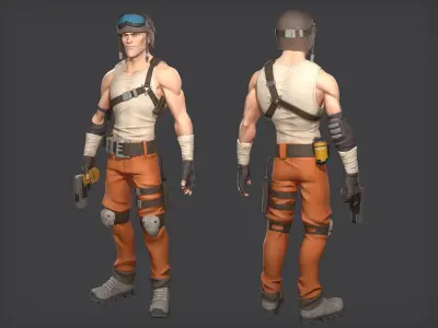 Soldier game ready character Low-poly 3D model