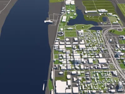 Baton Rouge Louisiana 50x50km 3D City Map 3D model