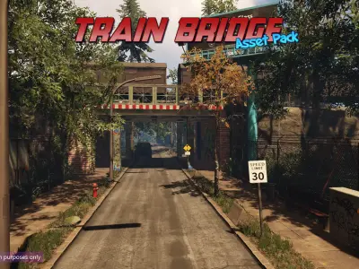 Low-Poly Train Bridge Pack Low-poly 3D model