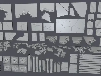 Ruins Kitbash Collection - 96 pieces  3D model