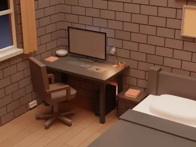 Isometric Low Poly Room Low-poly 3D model
