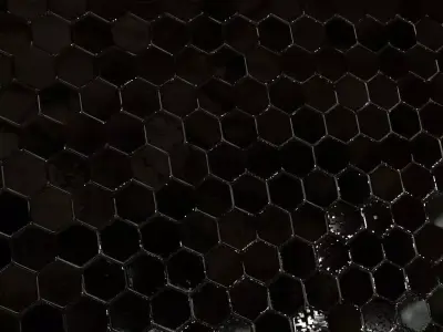 Luxury Glossy Black Obsidian Hexagon Tiles PBR Seamless Texture