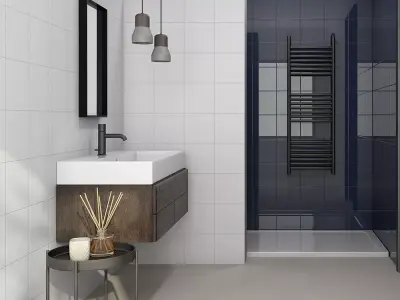 Seamless Navy Blue Ceramic Wall Tile With Thin Grout Grid Texture