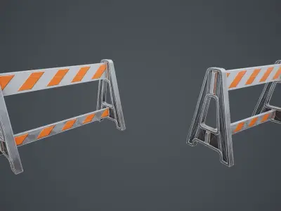 Stylized Traffic Barricade 02 Low-poly 3D model