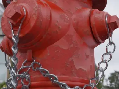 Hydrant fire with chains 3D model