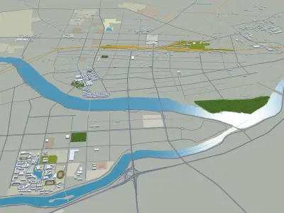 Jinzhou Liaoning China 25km Low-poly 3D model