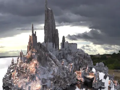 European Medieval Winter Castle 3D model