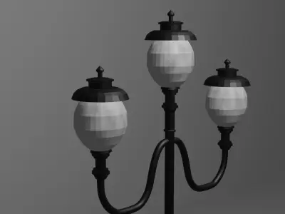 Lantern in the park with light PBR Game-ready Low-poly 3D model
