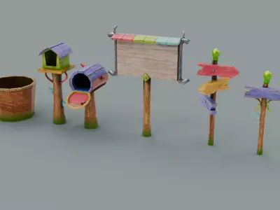Fence Low-poly 3D model