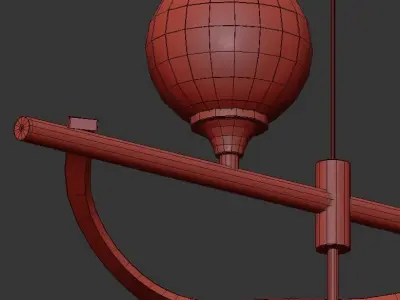 COURT pendant light with gold wavy design 3D model