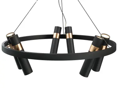 Black Mutil Pipe Chandelier 6 Lamps 3D model