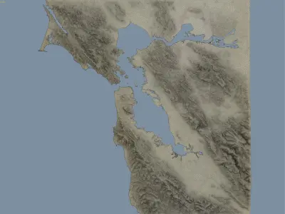San Francisco Bay Terrain Low-poly 3D model