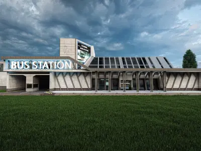 Bus Station Modular Low-poly 3D model