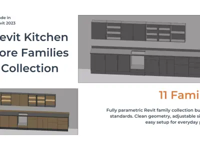 Revit KITCHEN CORE FAMILIES COLLECTION Parametric UK 11 Units 3D model