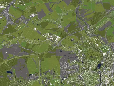 Chemnitz Germany 50x50km 3D City Map 3D model