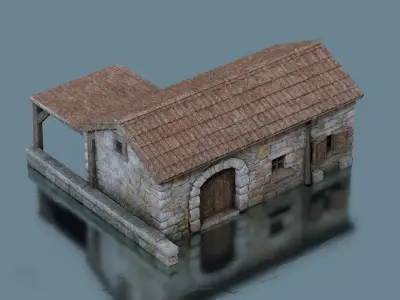 Old cottage Low-poly 3D model