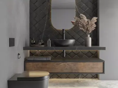 Black bathroom  3D model