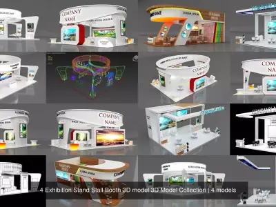 4 Exhibition Stand Stall Booth 3D model 3D Model Collection 3D Model Pack
