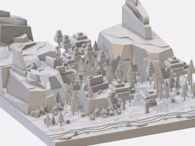 big mountain landscape Low-poly 3D model