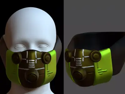 Gas mask helmet 3d model scifi Low-poly  Low-poly 3D model 224